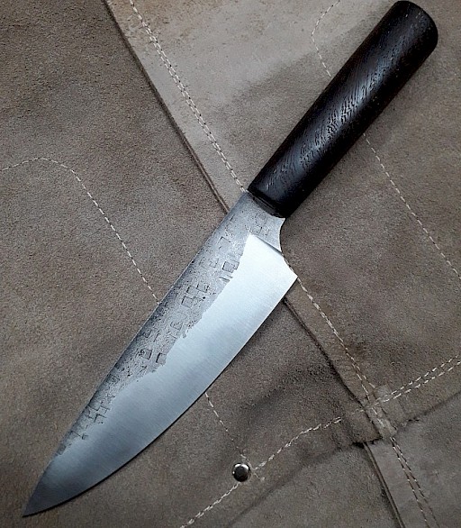 Handmade chef's knife after a two day bladesmith course.